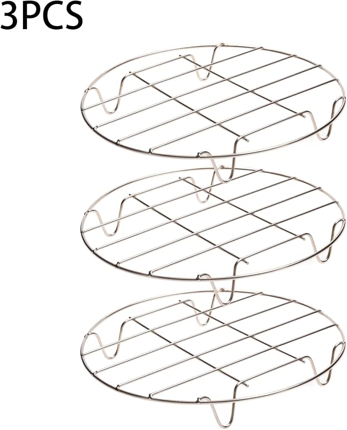 3Pcs 23cm / 9.06" Stainless Steel Round Steamer Racks, 9" Cooling Racks, Steaming Baking Rack for Pressure Cooker, Air Fryer, Canning