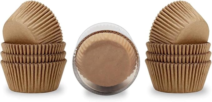 100-Pack Premium Neutral Paper Muffin Liners | Unbleached, Grease-Resistant, Cupcake Baking