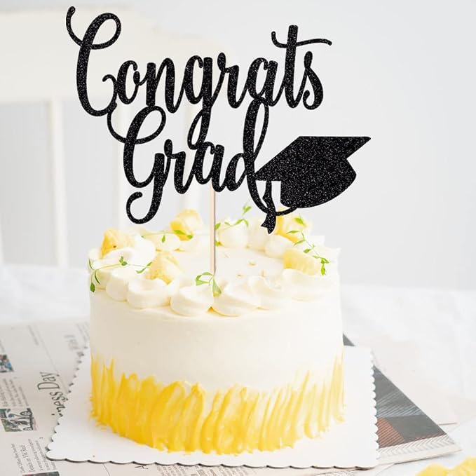 Black flash Congrats Grad Cake Topper,2026 Graduation Cake Topper, Congrats Grad Decorations,2026 High School/College/Senior Graduation Party Decorations Supplies.