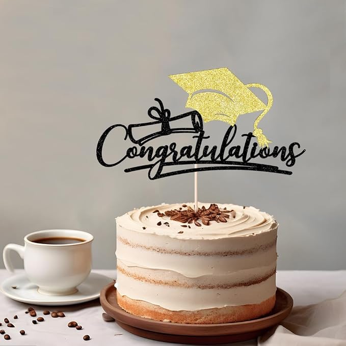 Congratulations 2026 Graduation Cake Topper,Congrats Grad Cake Decor - 2026 High School/College/Senior Graduation Party Decorations Supplies (Black and gold)