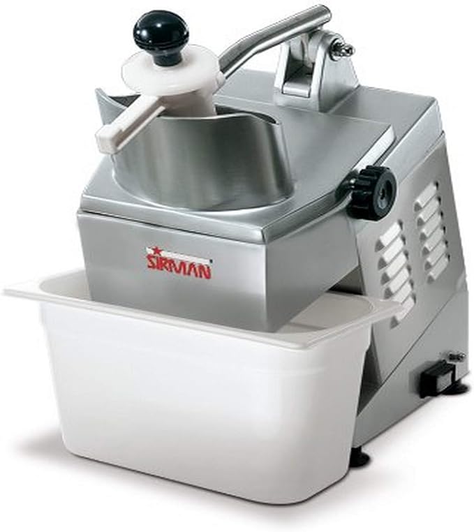 SIRMAN TM A Continuous-Feed Food Processor – 3/4 Hp Motor, Stainless Steel & Aluminum, 300 RPM Plate Speed, 500 Lb/Hr Output, Dual Feed Chutes, Interlocked Safety System