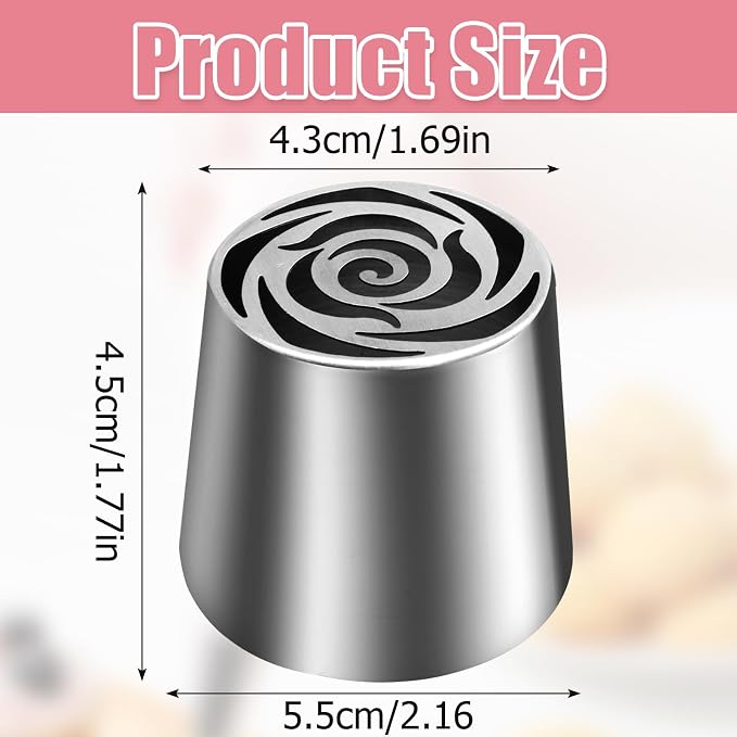 Jiozermi Extra Large Russian Piping Tip, Stainless Steel Flower Frosting Tip Icing Nozzle Floral Icing Nozzle for Birthday Cake Cupcake Decorating Frosting, Cream Baking Cookie DIY, SL40