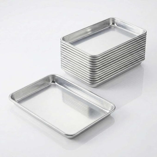6.5" x 9.5" Small Cookie Sheets for Baking 12 Pack Aluminum Oven Pans, Stackable Design