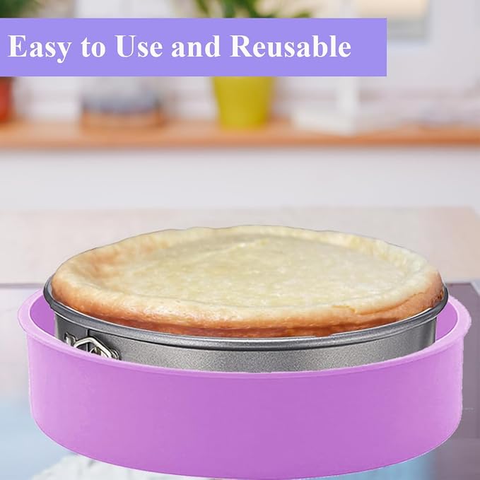 Silicone Cheesecake Pan Protector for 7 inch and 7.5 inch Round Springform Pan, Cheesecake Water Bath Protector,Baking Accessories Preventing Water Entry,8 inch