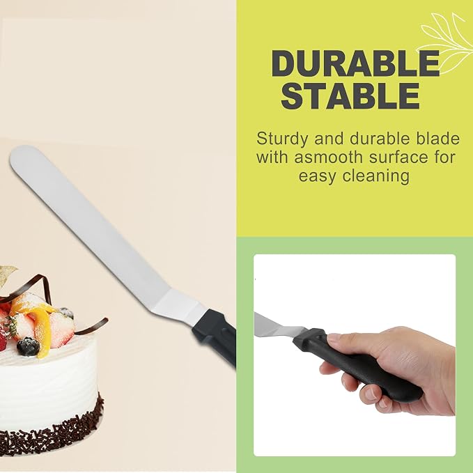 2 Pcs Offset Icing Spatula Set 6 and 8 Inch Angled Stainless Steel Cake Frosting Spatulas for Baking Decorating Smoothing Scraper Tools for Cakes