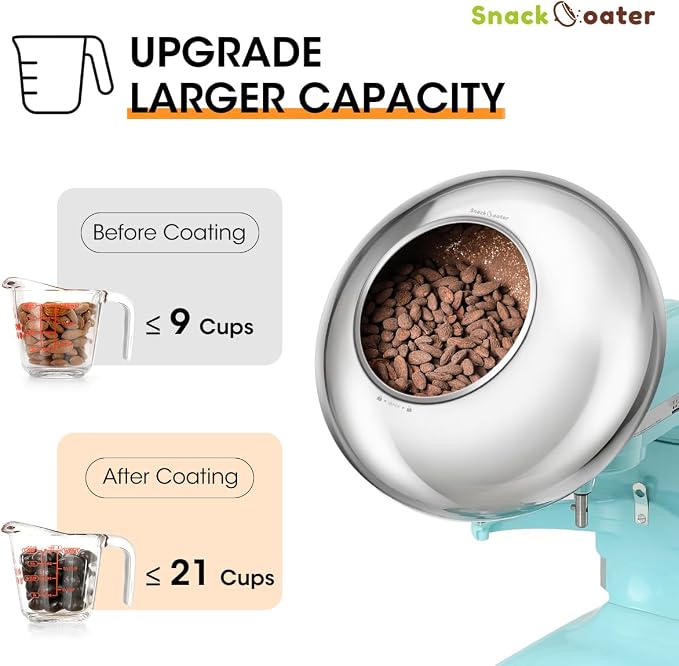 Aieve Snack Coater Compatible with KitchenAid Bowl-Lift Stand Mixer, Chocolate Coating Attachment for Freeze-Dried Strawberries,Almonds, Pistachios & Nuts, Home & Commercial Use, Gift for Father's Day