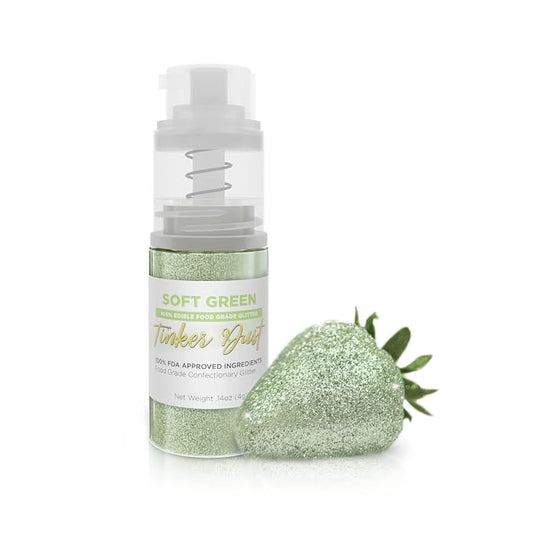 Bakell - Soft Green Tinker Dust (4g, 1x Mini Spray Pump) Edible Glitter for Food, Desserts, and Baked goods!