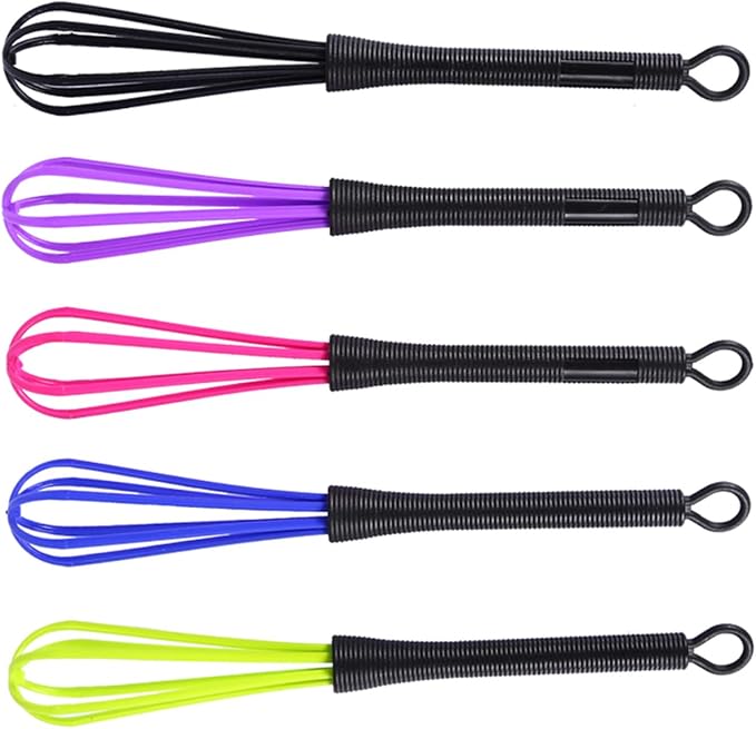 5-Pc Silicone Whisk Set Heat Non-Stick Balloon Whisks for Cookware 3 Sizes Large Mini Color-Coded Kitchen Tools