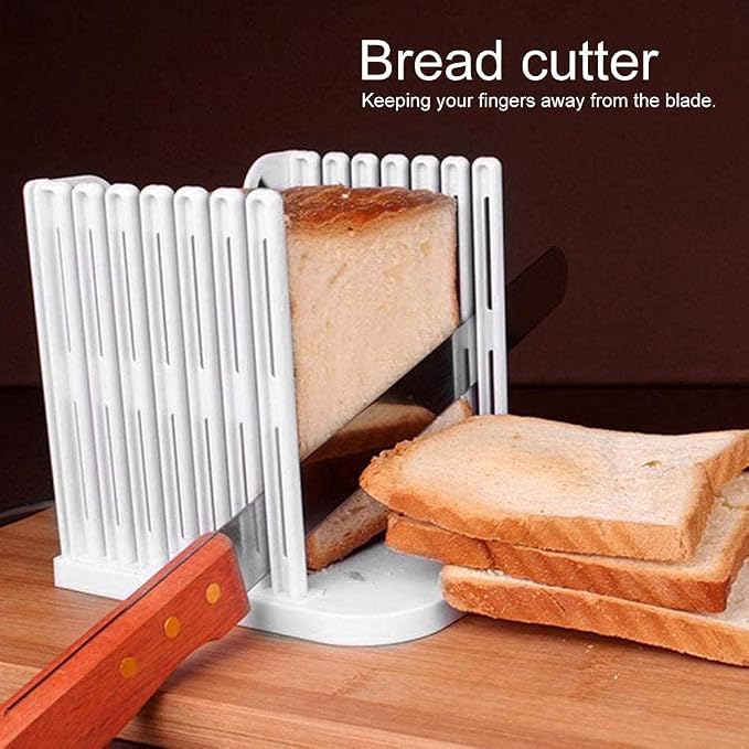 Foldable Compact Plastic Bread Loaf Cutter Slicer for Homemade Bread, Cake, Toast, Bagels