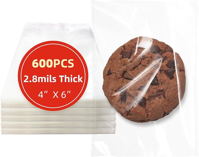 DTmasao Self 4x6 Inches 600 Pcs Sealing Cellophane Bags Clear Cookie Bags Resealable Cellophane Bag for Packaging Gifts,Cookies,Favors,Products,Candy