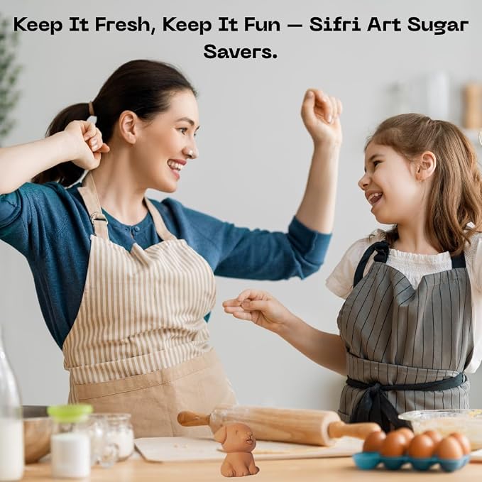 Sifri 3D Brown Sugar Keeper 2-in-1 Set – Terracotta Clay Puppy & Spoon Saver Softener – Cute Kitchen Storage & Freshness Holder for Sugar – Gift for Bakers (1, Dog and Spoon)