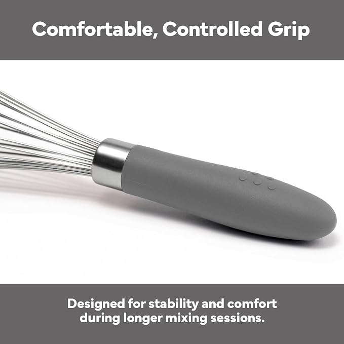 Misen Stainless Steel Balloon Whisk - Dishwasher Safe - Ergonomic Silicone Grip, Versatile Cooking Whisk for Eggs, Durable Construction - Professional-Grade Kitchen Tool - Gray