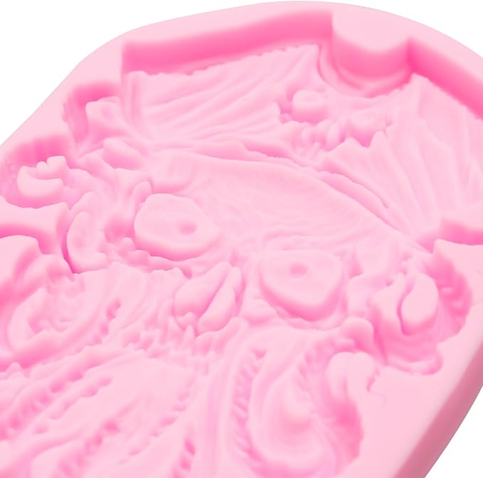 Skull Pirate Silicone Mold, Halloween Cupcake Topper Fondant Mold Skeleton Head Chocolate Molds Octopus Skull Pirate Molds for Cake Decoration Candy Polymer Clay Crafts Epoxy Resin