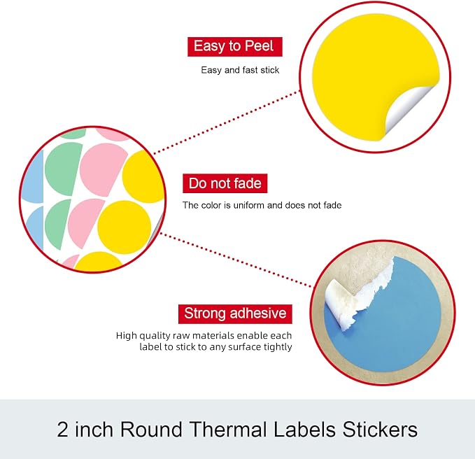 Misofuki 350 Pcs 3 inch Pink Round Thermal Sticker Labels Roll Used with Zebra, Rollo, MUNBYN, Self-Adhesive Circle Multipurpose Direct Thermal Labels for DIY Logo Design, QR Code, Inventory Labels
