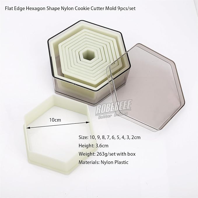 Multi-Shape Nylon Cookie Molds Round Square Star Plastic Geometry Biscuit Cutter Dough Mousse Bread Slicer DIY Bakery Utensils (Flat Hexagon)
