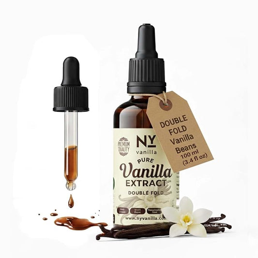 3.4oz Pure Vanilla Extract, 100% Double fold Vanilla Extract For Baking, Cooking, Drinks & Desserts, Vegan, Sugar Free. by NYVanilla