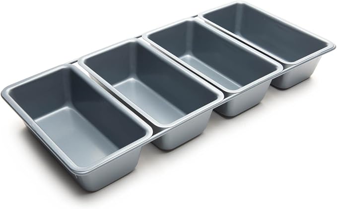 Fox Run Loaf Pan, Linked Non-Stick Mini Bread Pans, Set of 4