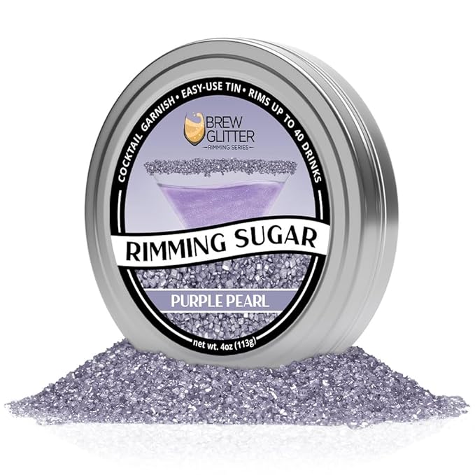 Brew Glitter - Purple Rimming Sugar (4oz, 1x Bar Tin) Cocktail Garnish for Mixed Drinks & Refreshments
