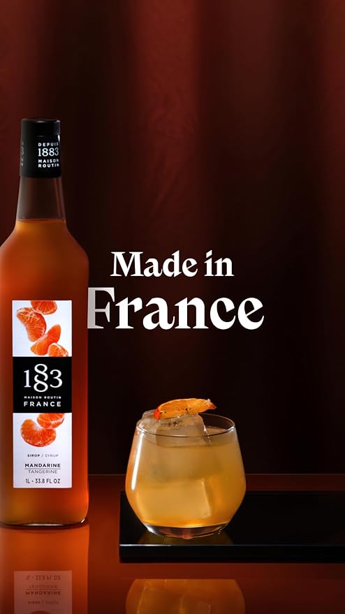 1883 Tangerine for Drinks, Made in France, 1 Liter Glass Bottle