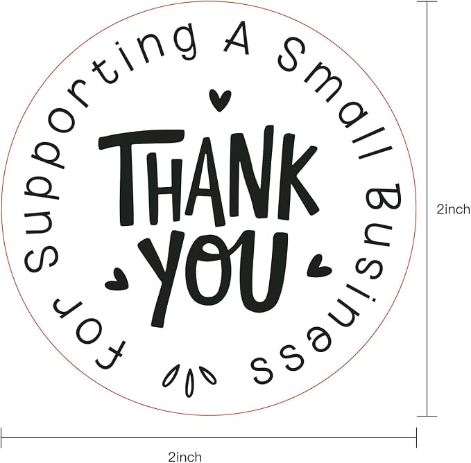 WRAPAHOLIC 2 Inch 500 Total Business Stickers Sheet Roll - Black White Small Business Text Design, Thank You Lables, Shipping Stickers for Party Decorations