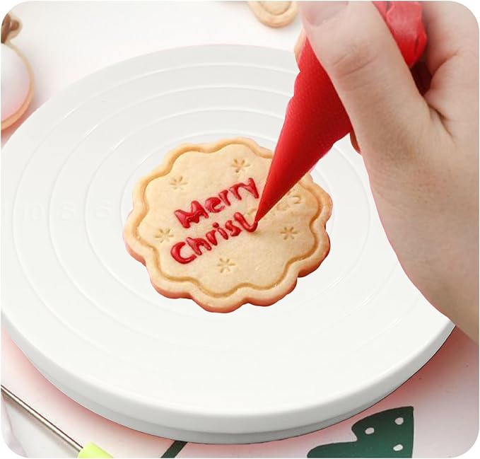 2PCS Cake Decorating Turntable 5.5inch Revolving Stand, Plastic Round Rotating Cookie Swivel for Home Kitchen Baking Tools Accessories Supplies Cupcake Pastry, White