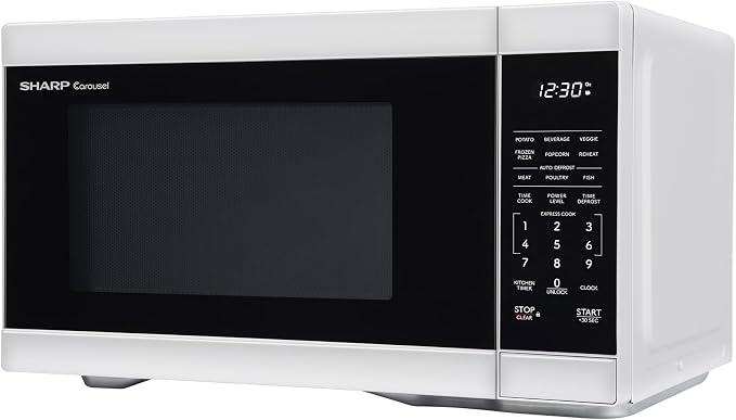 SHARP Countertop Microwave Oven with Removable 12.4" Carousel Turntable, 1000 Watt, 1.1 Cubic Feet, White