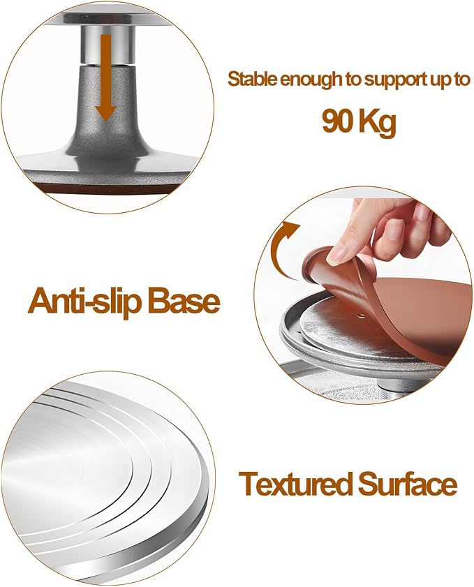 Cake Turntable Aluminum Alloy Revolving, Yizish 12 inch Rotating Cake Stand Decorating Kits for Baking, Pastries and Cupcakes
