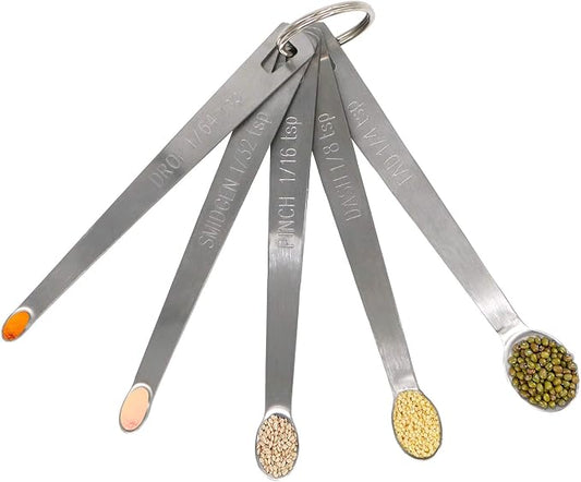 1Pack Mini Measuring Spoons Set, Heavy Duty Stainless Steel Teaspoon for Cooking and Baking, Suitable for Small Amount of Dry or Liquid Ingredients and Spices