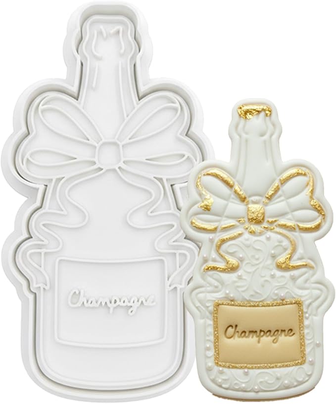 Wedding Cookie Cutters Cutter Champagne Molds 3.5" with Plunger Stamps Baking Dough Tools Cake Shapes PLA Accessories for Birdesmaid Decorative Party Kitchen Supplies