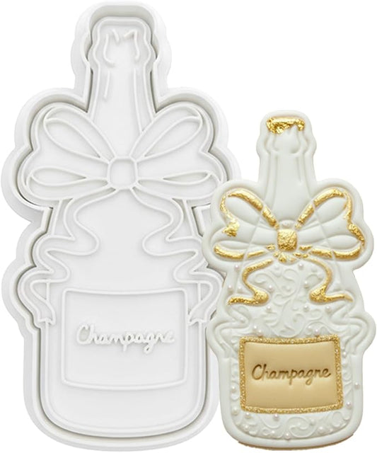 Wedding Cookie Cutters Cutter Champagne Molds 3.5" with Plunger Stamps Baking Dough Tools Cake Shapes PLA Accessories for Birdesmaid Decorative Party Kitchen Supplies