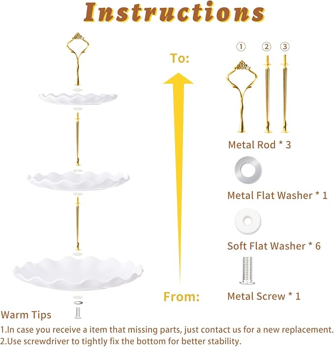 BACUTHY 3 Tier Cupcake Stand Holder, Plastic Cup Cake Tower Stand with Tiered Serving Tray for Dessert Display, Cupcakes, Donuts, Macaron and Fruits(White)