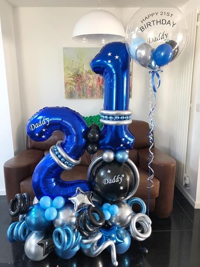 Night Blue 6 Balloon, Number Balloons 40 Inch, 6th Balloons for Birthday Decorations, Night Blue Party Supplies 6 Birthday Balloon, Number 6 Balloon