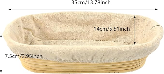 Banneton Sourdough Proofing Basket Kit, 13.78 Inch Oval Bread Baking Bowl with Liners, Bread Baking Supplies for Home or Professional Sourdough Bakers Baking Tool