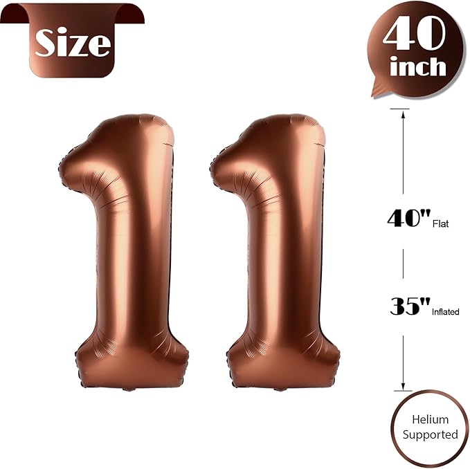 Dark Brown Number 13 Balloon 40 inch, Coffee Brown 13 Number Balloons, 13th Birthday Decorations, Chocolate 13 Year Old Girls Boys Dark Brown Party Supplies