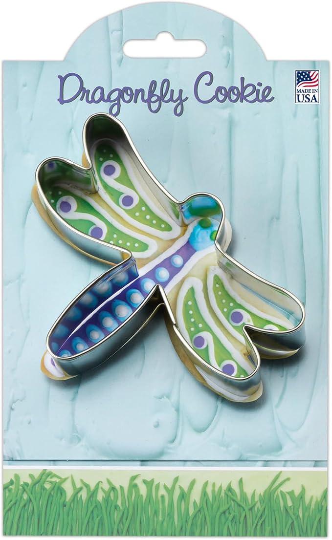 Dragonfly Cookie Cutter 4" with Recipe Card, Made in USA by Ann Clark