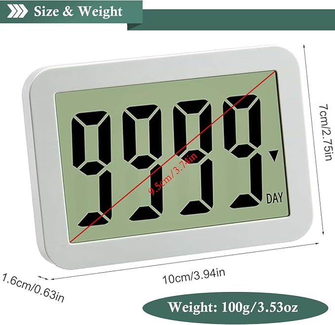 QINFIEY Digital Countdown Days Timer 9999-Days Electronic Timer for Vacation Retirement Wedding Lab, Large Display for Classroom Graduation,Study Fitness Count Down