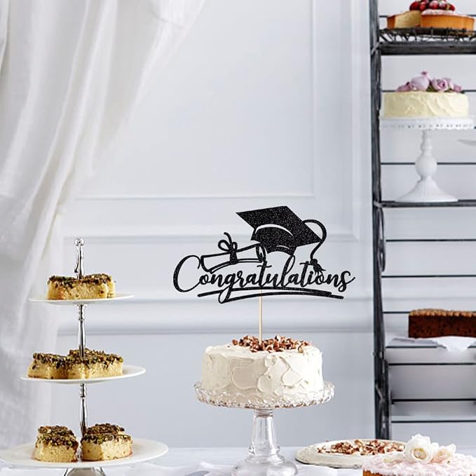 Congratulations 2026 Graduation Cake Topper,Congrats Grad Cake Decor - 2026 High School; College;Senior Graduation Party Decorations Supplies (black)