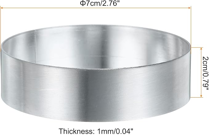 HARFINGTON 2Pcs Round Cake Ring 2.76 x 1 Inch Seamless Stainless Steel Pastry Mousse Dessert Ring Mirror Coating for Baking Cooking English Muffins Crumpet Making Tool