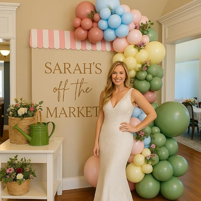 Green Pink Yellow Blue Balloon Arch Garland Kit for Fresh Off the Market Bachelorette Bridal Shower Locally Grown Baby Shower Farmers Market Party Decorations