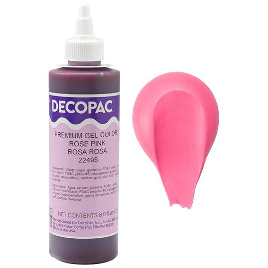 DecoPac Premium Gel Food Coloring | Rose Pink Food Coloring For Baking | 8oz | Color Buttercream, Fondant, Frosting & Piping Gel, Food Safe, Highly Concentrated Gel, 8 oz - Rose Pink