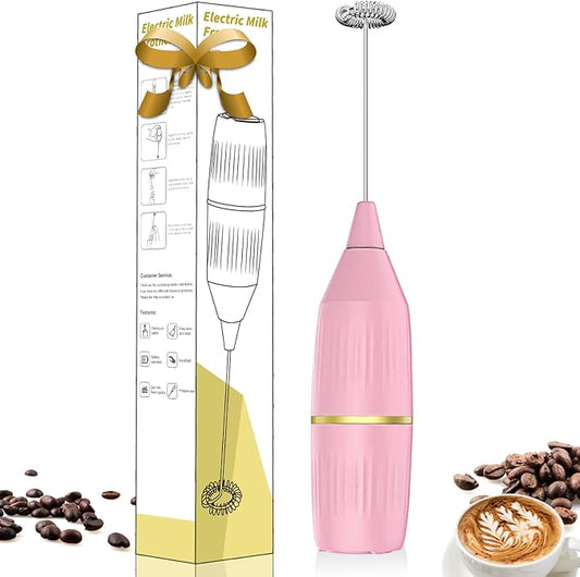 Handheld Milk Frother Wand, Pink | For Coffee, For Matcha, For Latte & Cappuccino, For Hot Chocolate & Egg