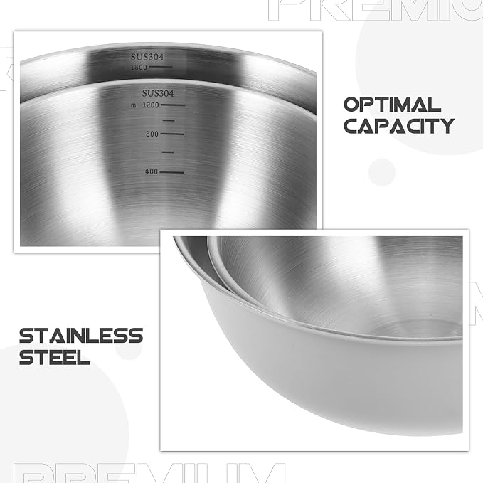 OSALADI 2pcs Stainless Steel Food Prep Mixing Bowls Set 19cm 22cm Nested Kitchen Salad and Baking Bowls 304 Food-grade Metal for Household Cooking and Meal Prep