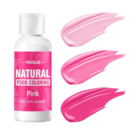 Pink Natural Food Coloring - Pandalab 40mL Plant-Based Concentrated Food Dye, No Artificial Dye, Vegan Edible Color for Baking, Cake Decorating, Icing, Frosting, Cookies, Candy, 1.4 Fl Oz