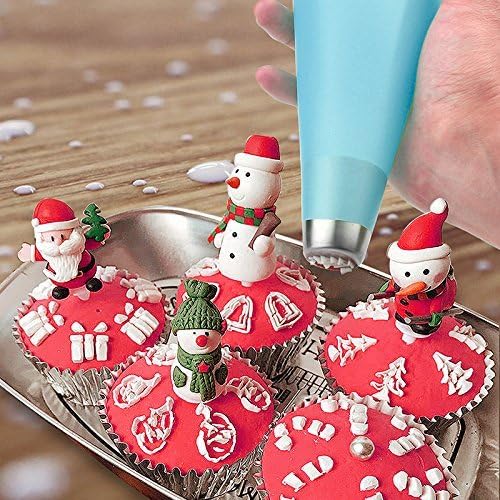 Joyeee Reusable Piping Bags and Couplers Set, 6 Pack Anti Burst Frosting Silicone Piping Bags Baking Supplies Cake Cupcake Decorating Tools Kit, 6 Couplers for Piping Bags, 3 Size 12” 14” 16”