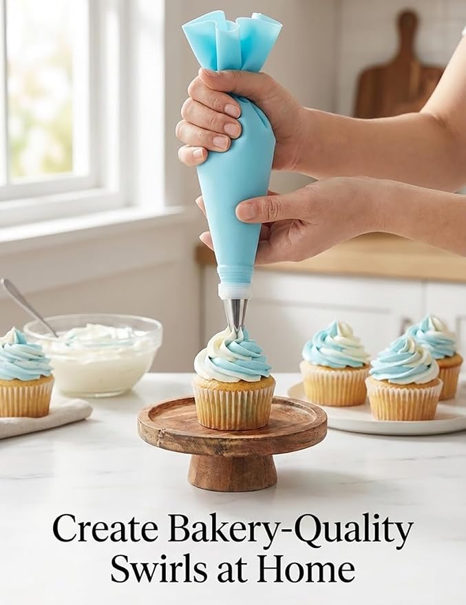 Piping Bags and Tips Set, 120 Pcs Cake Decorating Kit with 100 Disposable Piping Bags, Reusable Icing Bag, Frosting Tips, Couplers, Cake Scrapers, Cupcake Decorating Supplies