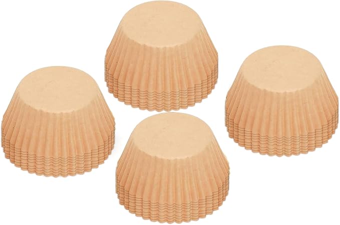 100-Pack Premium Neutral Paper Muffin Liners | Unbleached, Grease-Resistant, Cupcake Baking
