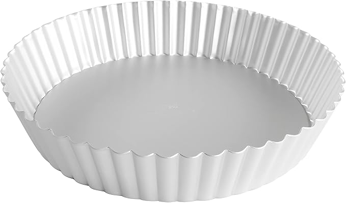 Fat Daddio's PFT-102 Round Fluted Tart Pan, 10 x 2 Inch