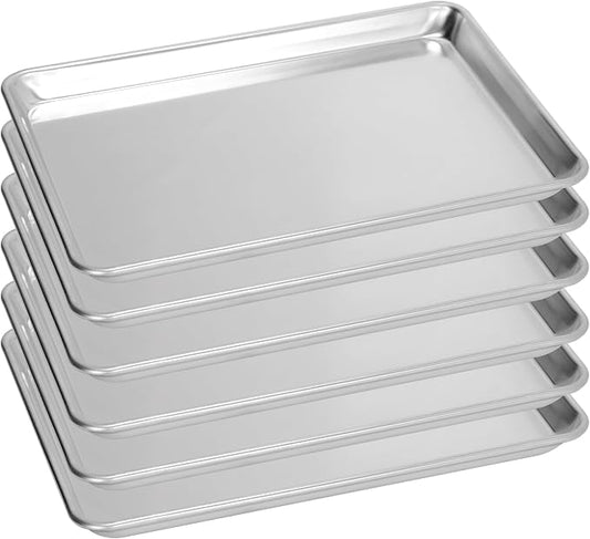 BIEAMA 6 Pack 15" × 21" Baking Sheet Pan Aluminum Commercial cookie sheets for baking