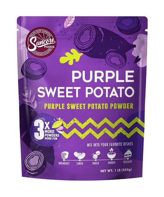 Suncore Foods Purple Sweet Potato Powder, Natural Purple Food Coloring,16oz | Non-GMO, Natural Purple Food Coloring Powder from Sweet Potatoes, For Baking, Smoothies, Desserts, Gluten-Free, Vegan