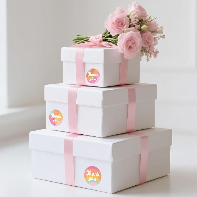 Anwyll Thank You Stickers - Rainbow Star Thank You Stickers for Small Business 480Pcs 1.5In Thank You Sticker for Packaging Self Adhesive Thank You Party Favor Seal Label Sticker for Card(4 Design)